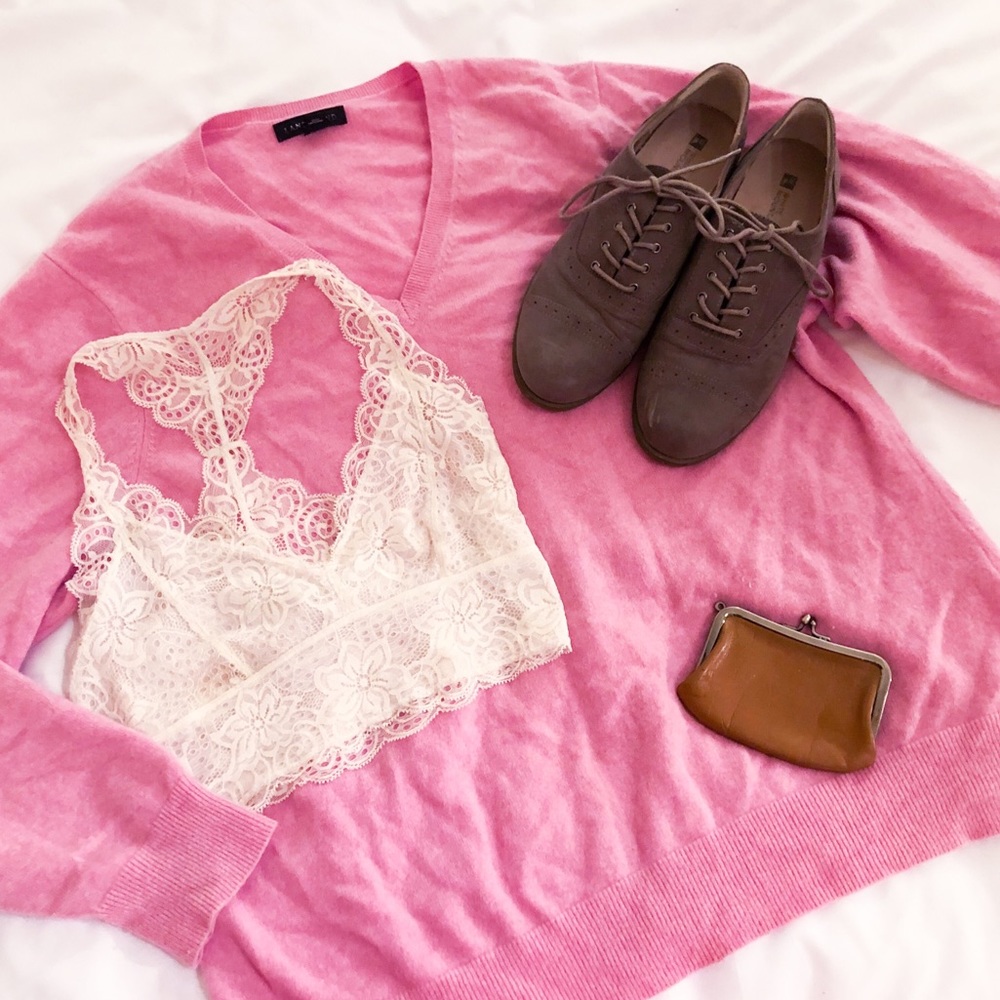 pink 100% cashmere sweater